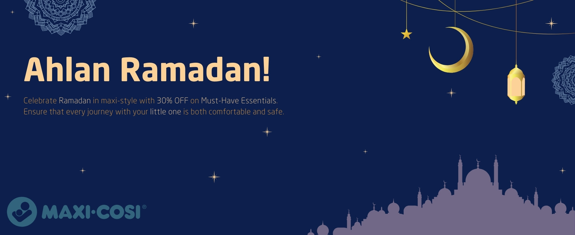 Maxi-Cosi UAE's Blue Desktop Banner for Ramadan Offers