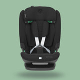 A black Maxi-Cosi Titan Pro i-Size car seat for children, displayed against a green background.