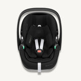 A black Maxi-Cosi Pebble 360 Pro2 baby car seat designed for newborns with a full lie-flat recline.