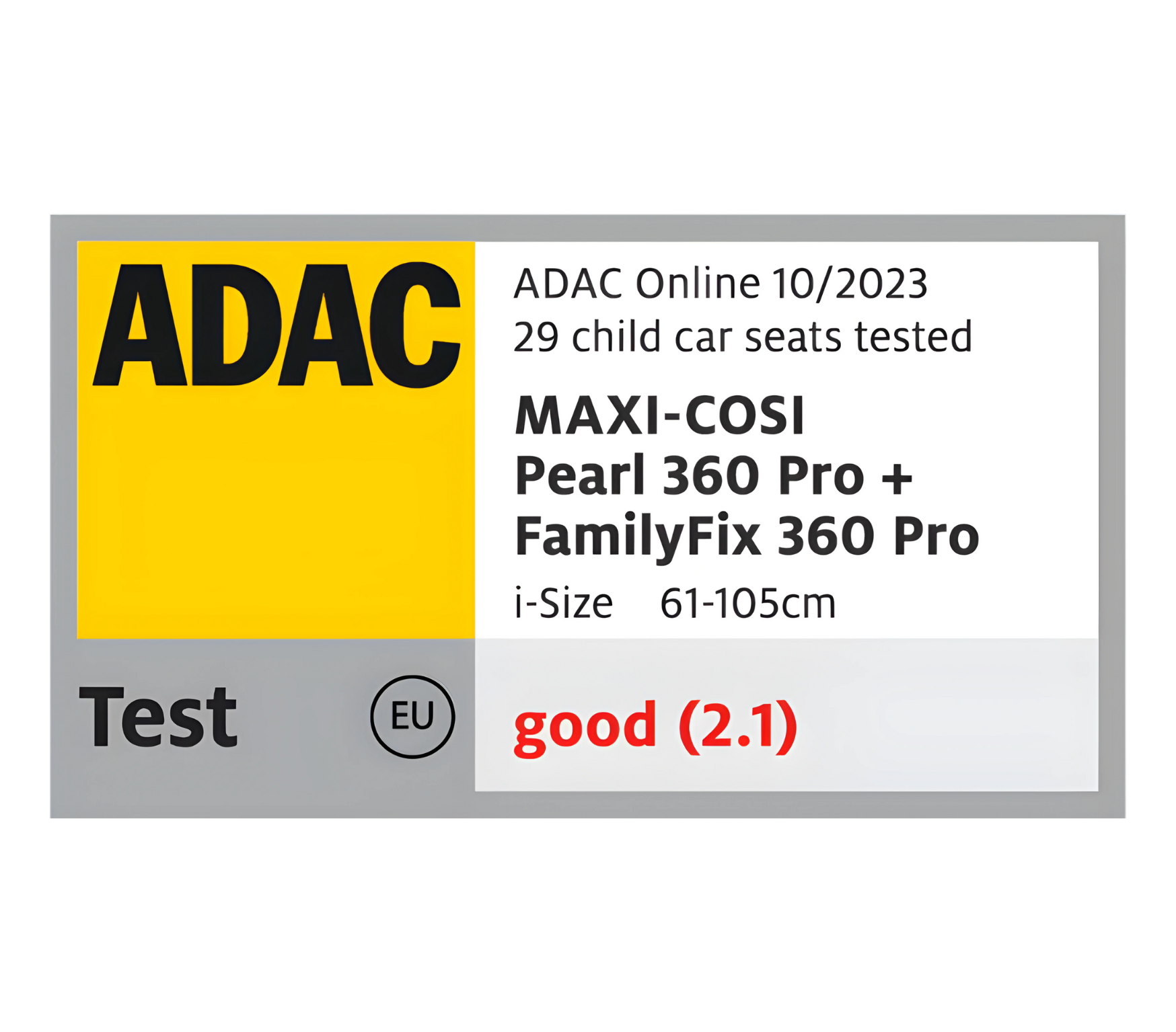 ADAC Safety Certificate for Maxi-Cosi Pearl 360 Pro