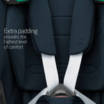 Maxi-Cosi Car seat with extra padding and visible text on a dark background.