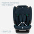 Navy blue Maxi-Cosi car seat with adjustable headrest and harness on a light gray background.