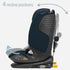 Maxi-Cosi child seat with recline positions indicated on a white background.