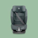 Gray Maxi-Cosi Toddler Car Seat on a green background.